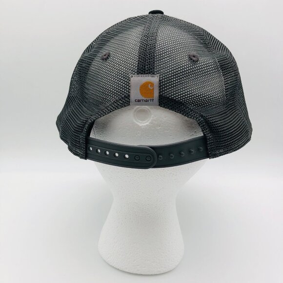 Carhartt Mens Mesh Back Snapback Canvas Hat 104723 Black Gray Adjustable - Picture 3 of 6